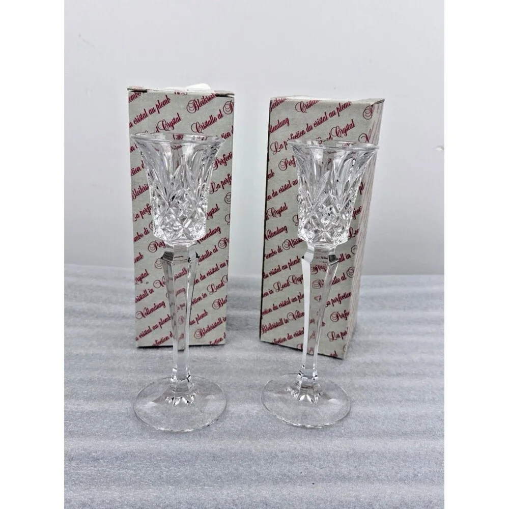 Vintage Leuchter Pair of Crystal Candle Holder Tulip Style 8